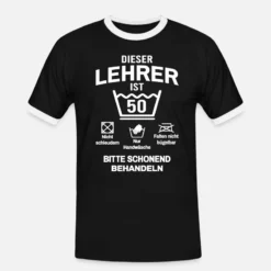'50. Geburtstag Lehrer Lustig 50 Jahre' Männer Ringer T-Shirt | Spreadshirt -RUSS Geschaft 50 geburtstag lehrer lustig 50 jahre maenner ringer t shirt 6
