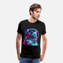 'Katze Kätzchen Weltall Astronaut Kosmos Neon' Männer Premium T-Shirt | Spreadshirt