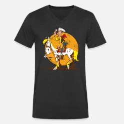 'Lucky Luke Jolly Jumper Sonnenuntergang' Männer Bio T-Shirt Mit V-Ausschnitt | Spreadshirt -RUSS Geschaft lucky luke jolly jumper sonnenuntergang maenner bio t shirt mit v ausschnitt 4